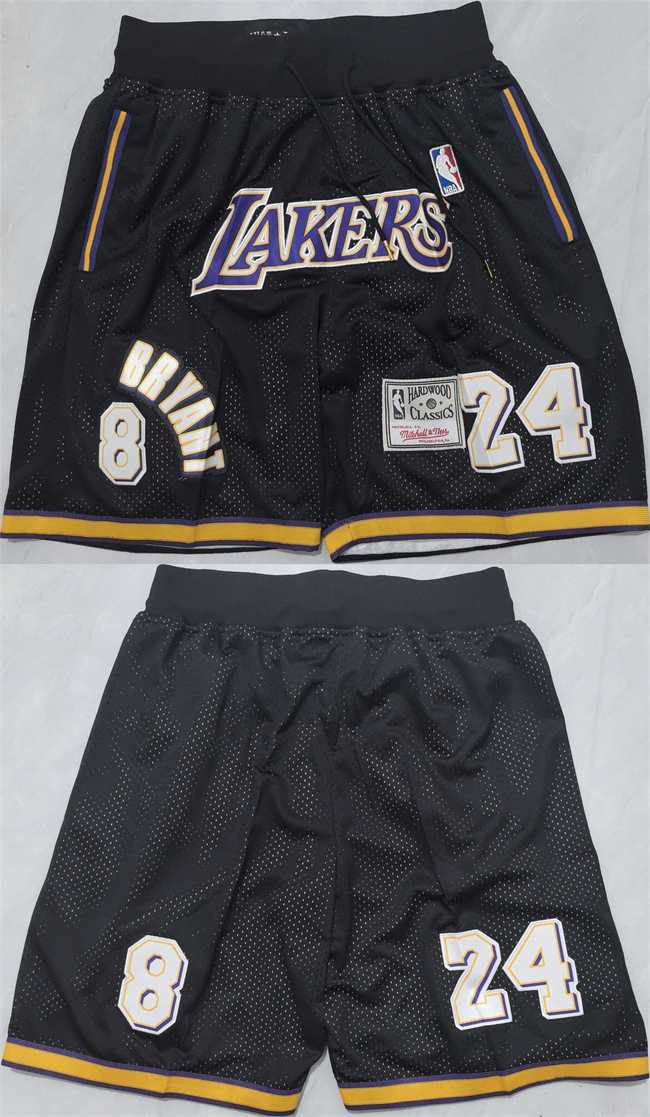Men%27s Los Angeles Lakers #24 Kobe Bryant Black Shorts (Run Small)->nba shorts->NBA Jersey