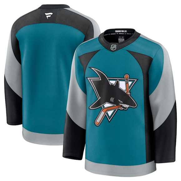 Mens San Jose Sharks Blank Teal 2025 Alternate Stitched Jersey Dzhi->san jose sharks->NHL Jersey