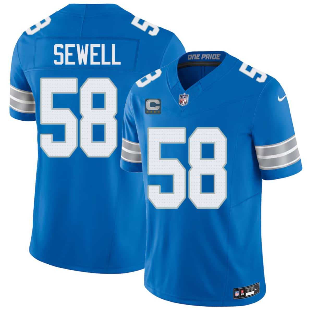 Men%27s Detroit Lions #58 Penei Sewell Blue 2026 With 4-Star C Patch F.U.S.E. Vapor Limited Stitched Jersey->detroit lions->NFL Jersey