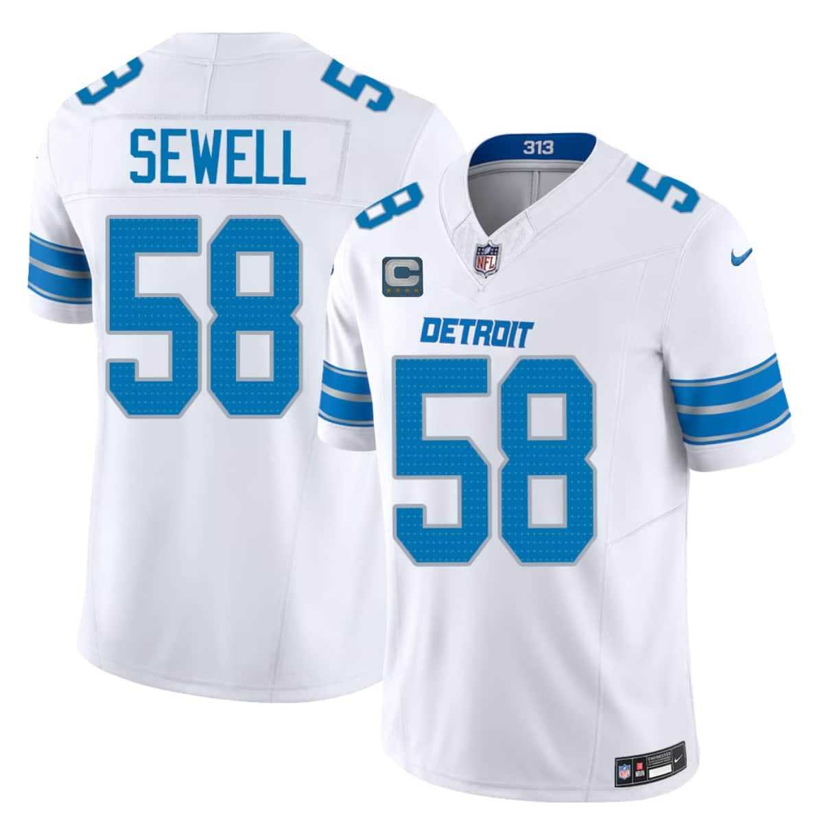 Men%27s Detroit Lions #58 Penei Sewell White 2026 F.U.S.E. With 4-Star C Patch Vapor Limited Stitched Jersey->green bay packers->NFL Jersey