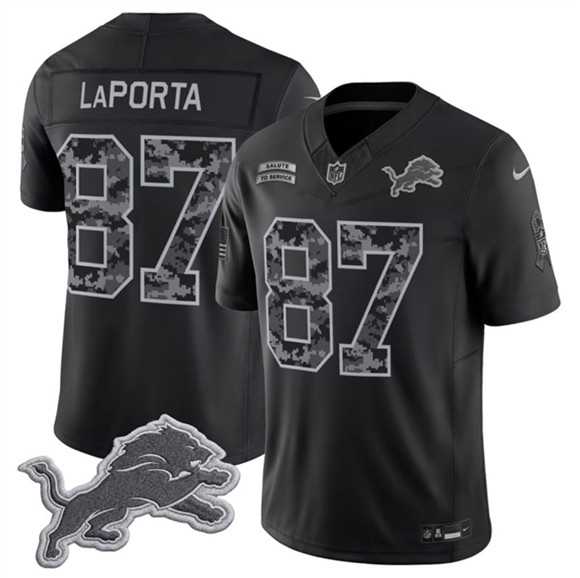 Men%27s Detroit Lions #87 Sam LaPorta Black F.U.S.E. 2026 Salute to Service Limited Stitched Jersey->green bay packers->NFL Jersey