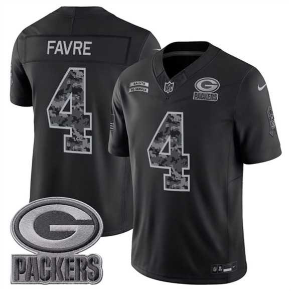 Mens Green Bay Packers #4 Brett Favre Black 2026 F.U.S.E. Salute to Service Limited Stitched Jersey->green bay packers->NFL Jersey