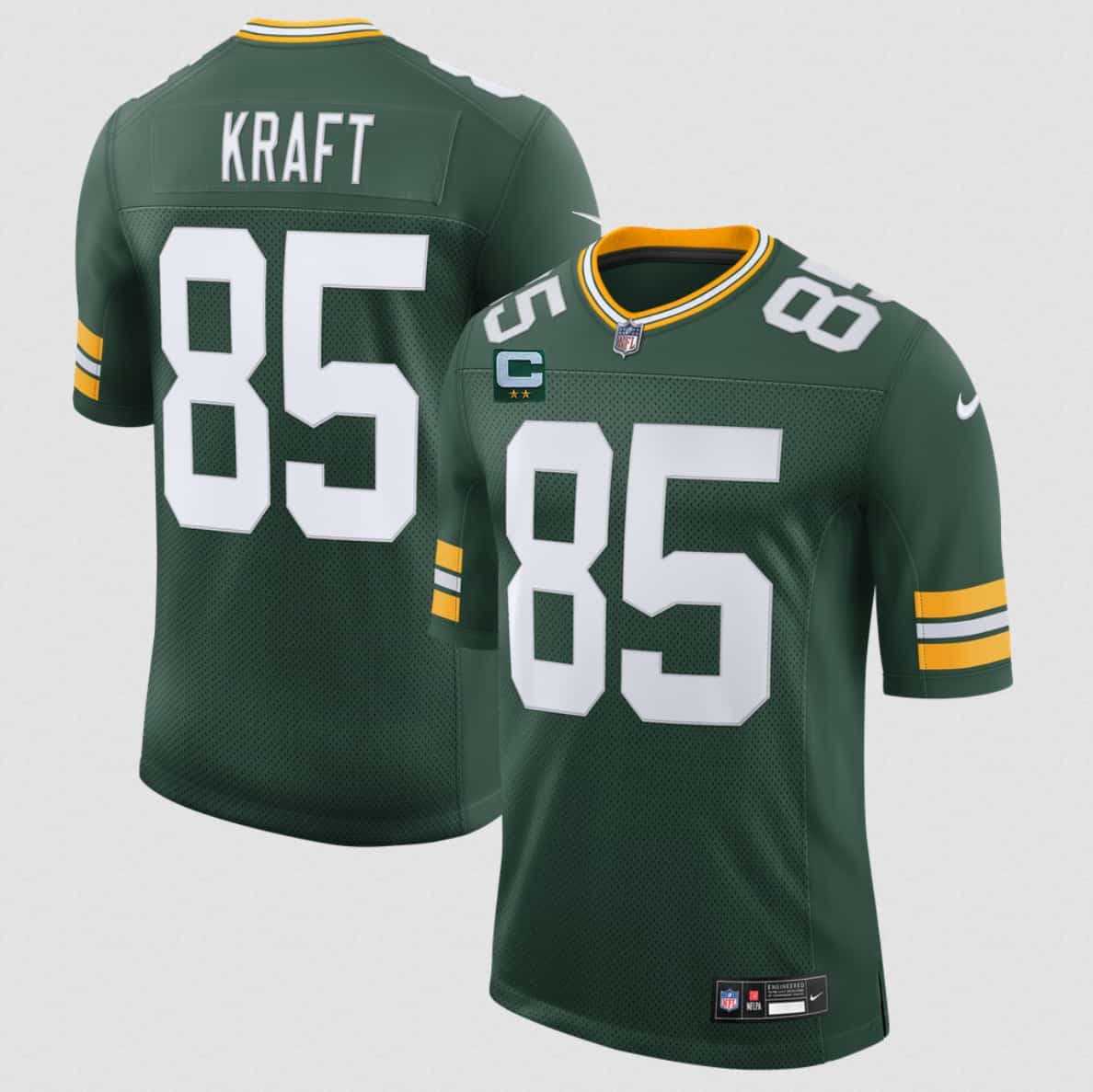 Mens Green Bay Packers #85 Tucker Kraft Green 2026 With 2-Star C Patch New Vapor Untouchable Limited Stitched Jersey->green bay packers->NFL Jersey