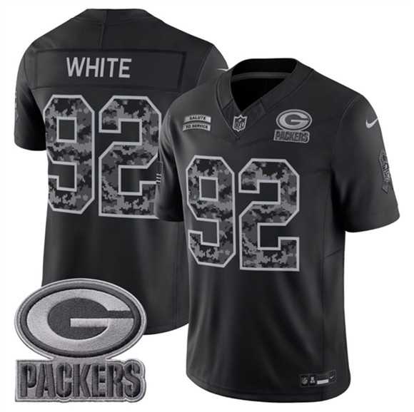 Mens Green Bay Packers #92 Reggie White Black 2026 F.U.S.E. Salute to Service Limited Stitched Jersey->green bay packers->NFL Jersey