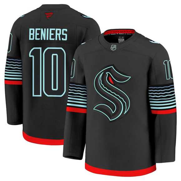 Mens Seattle Kraken #10 Matty Beniers Black Alternate Stitched Jersey Dzhi->seattle kraken->NHL Jersey