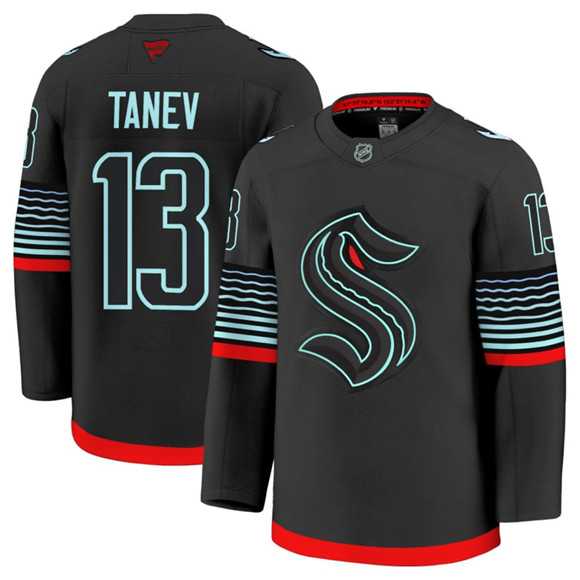 Mens Seattle Kraken #13 Brandon Tanev Black Alternate Stitched Jersey Dzhi->seattle kraken->NHL Jersey