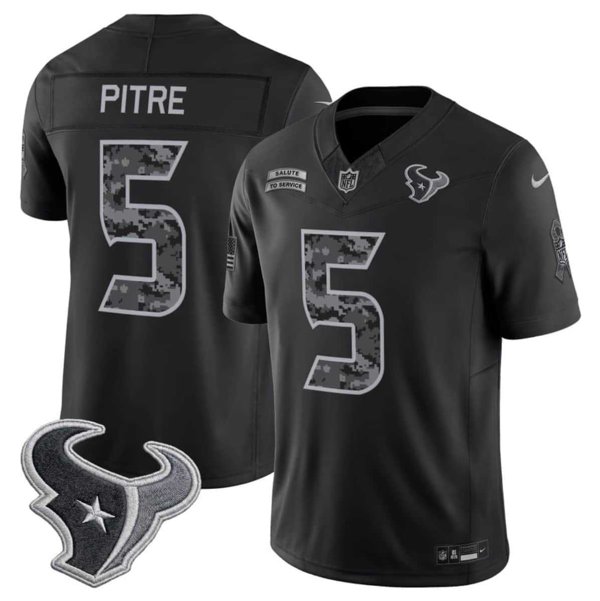 Men%27s Houston Texans #5 Jalen Pitre Black F.U.S.E. 2026 Salute to Service Limited Stitched Jersey->houston texans->NFL Jersey