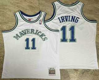 Men%27s Dallas Mavericks #11 Kyrie Irving White AU Throwback Jersey->nba shorts->NBA Jersey