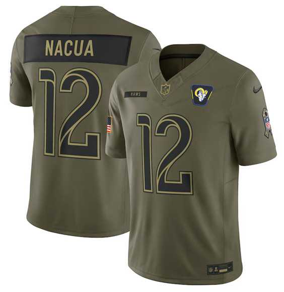 Men%27s Los Angeles Rams #12 Puka Nacua Olive 2025 Salute to Service Limited Stitched Jersey Dyin->los angeles chargers->NFL Jersey