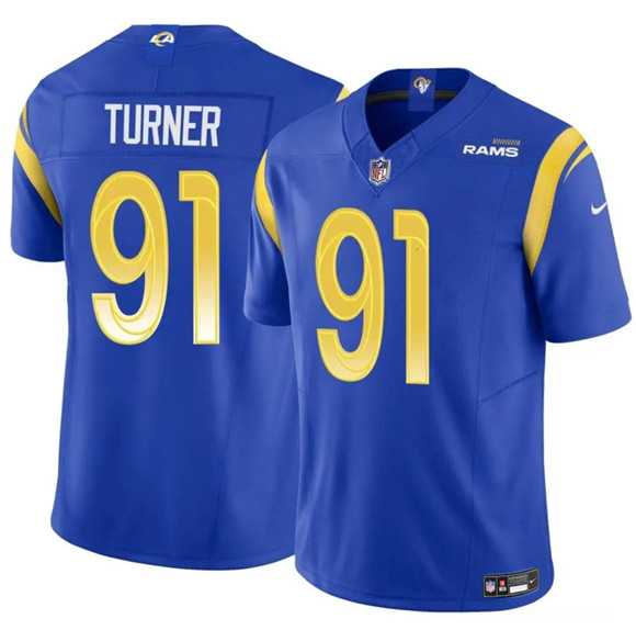 Men%27s Los Angeles Rams #91 Kobie Turner Blue 2025 F.U.S.E. Vapor Untouchable Stitched Jersey Dzhi->miami dolphins->NFL Jersey