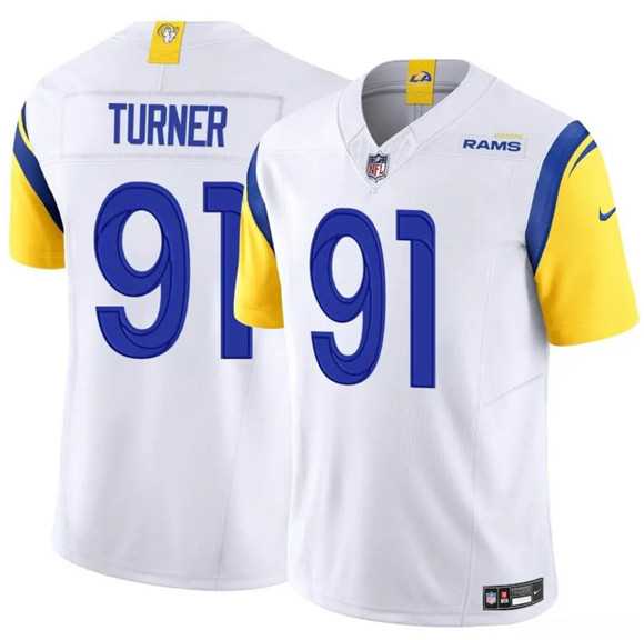 Men%27s Los Angeles Rams #91 Kobie Turner White 2025 F.U.S.E. Vapor Untouchable Stitched Jersey Dzhi->miami dolphins->NFL Jersey