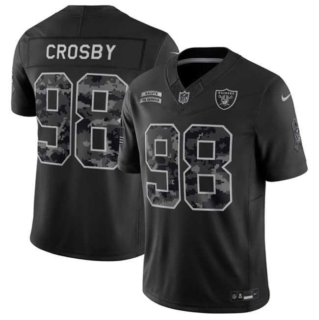 Men%27s Las Vegas Raiders #98 Maxx Crosby Black F.U.S.E. 2026 Salute to Service Limited Stitched Jersey->kansas city chiefs->NFL Jersey