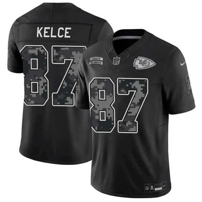 Mens Kansas City Chiefs #87 Travis Kelce Black 2026 F.U.S.E. Salute to Service Limited Stitched Jersey->kansas city chiefs->NFL Jersey