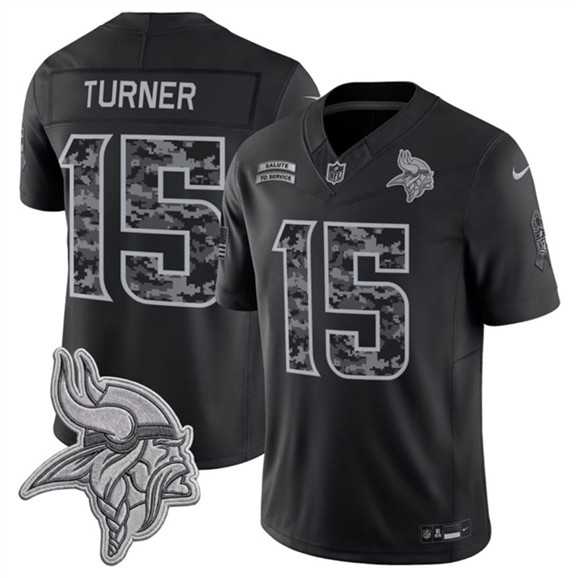 Men%27s Minnesota Vikings #15 Dallas Turner Black 2026 F.U.S.E. Salute to Service Limited Stitched Jersey->minnesota vikings->NFL Jersey