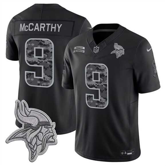 Men%27s Minnesota Vikings #9 J.J. McCarthy Black 2026 F.U.S.E. Salute to Service Limited Stitched Jersey->minnesota vikings->NFL Jersey