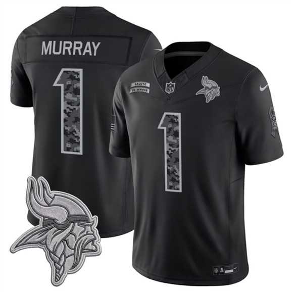 Men%27s Minnesota Vikings #1 Kyler Murray Black 2026 F.U.S.E. Salute to Service Limited Stitched Jersey->minnesota vikings->NFL Jersey