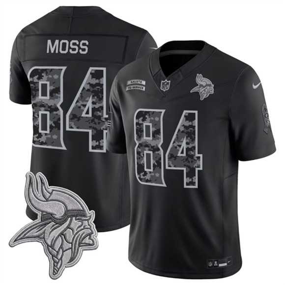 Men%27s Minnesota Vikings #84 Randy Moss Black 2026 F.U.S.E. Salute to Service Limited Stitched Jersey->new york giants->NFL Jersey
