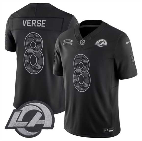 Men%27s Los Angeles Rams #8 Jared Verse Black 2026 F.U.S.E. Salute to Service Limited Stitched Jersey->kansas city chiefs->NFL Jersey