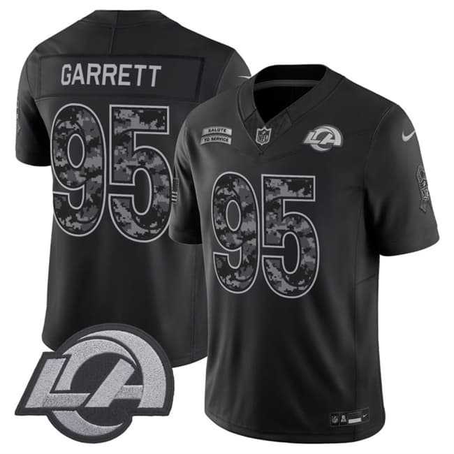 Men%27s Los Angeles Rams #95 Myles Garrett Black 2026 F.U.S.E. Salute to Service Limited Stitched Jersey->los angeles rams->NFL Jersey
