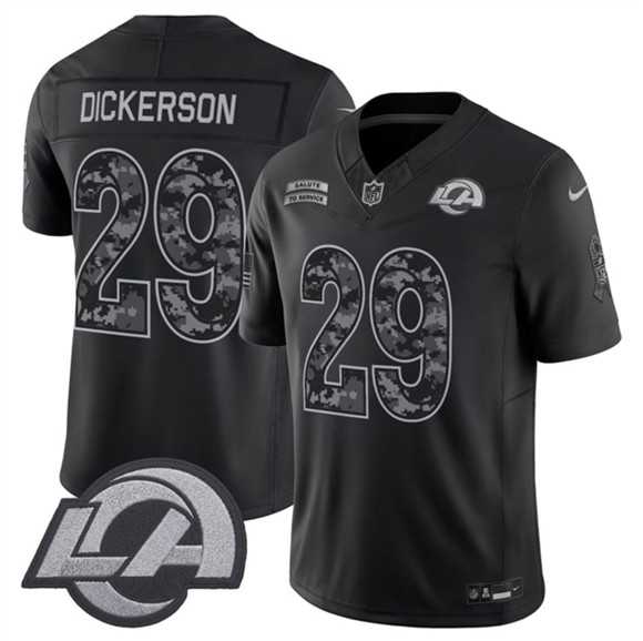 Men%27s Los Angeles Rams #29 Eric Dickerson Black 2026 F.U.S.E. Salute to Service Limited Stitched Jersey->los angeles rams->NFL Jersey