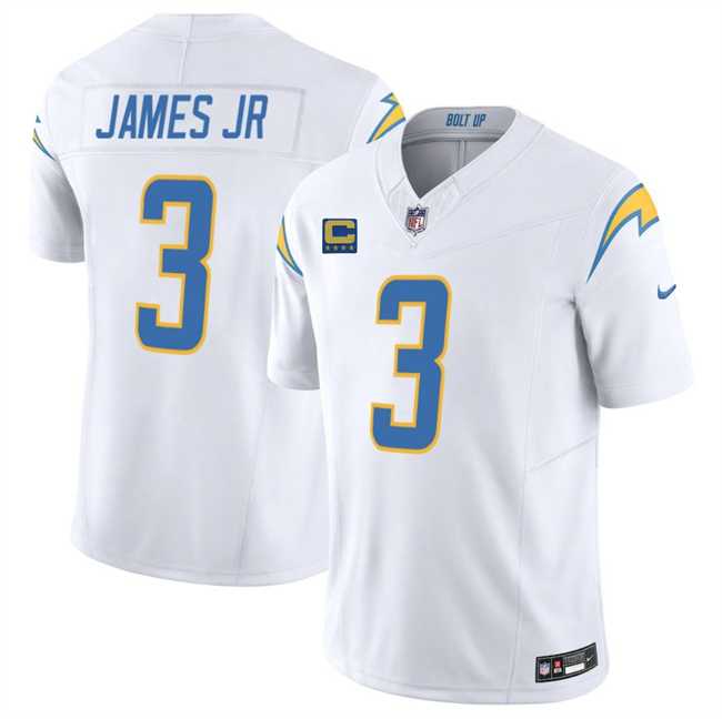 Mens Los Angeles Chargers #3 Derwin James JR White 2025 F.U.S.E With 4-Star C Patch Vapor Limited Stitched Jersey Dzhi->los angeles chargers->NFL Jersey