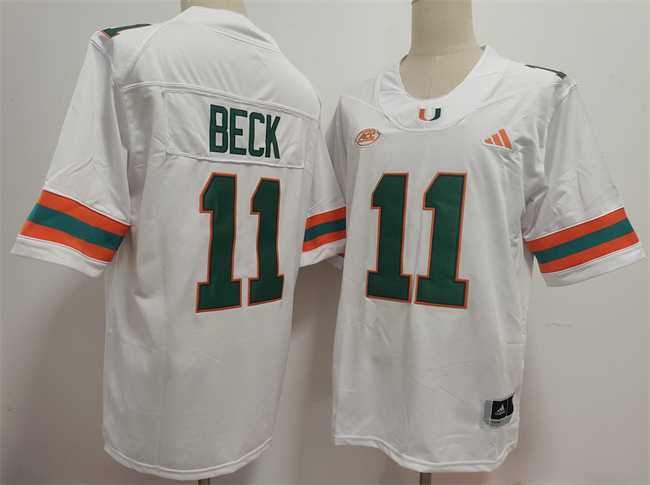 Men%27s Miami Hurricanes #11 Carson Beck White Stitched Football Jersey->miami hurricanes->NCAA Jersey