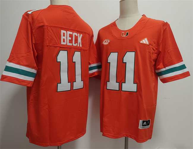 Men%27s Miami Hurricanes #11 Carson Beck Orange Stitched Football Jersey->orlando magic->NBA Jersey