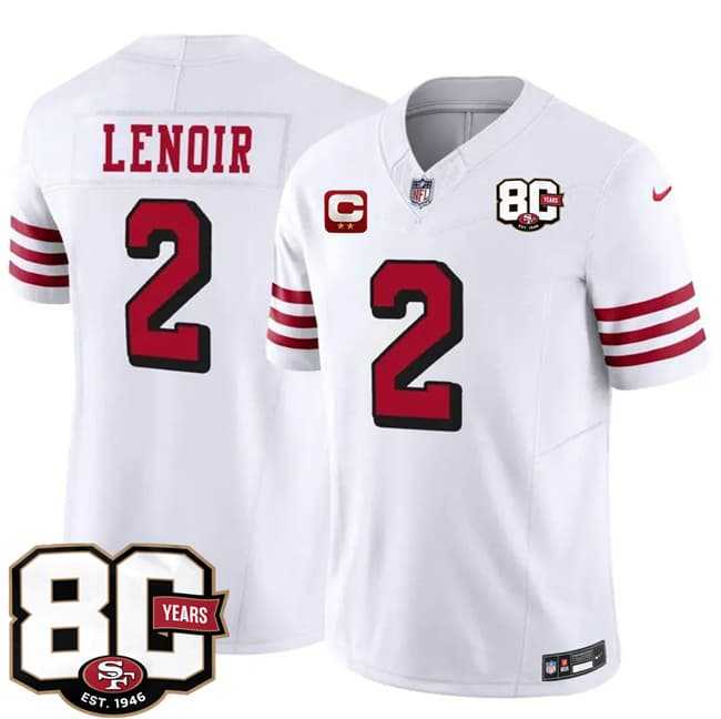Mens San Francisco 49ers #2 Deommodore Lenoir New White 2026 F.U.S.E. With 80th Anniversary & 2-Star C Patch Vapor Untouchable Limited Stitched Jersey->san francisco 49ers->NFL Jersey