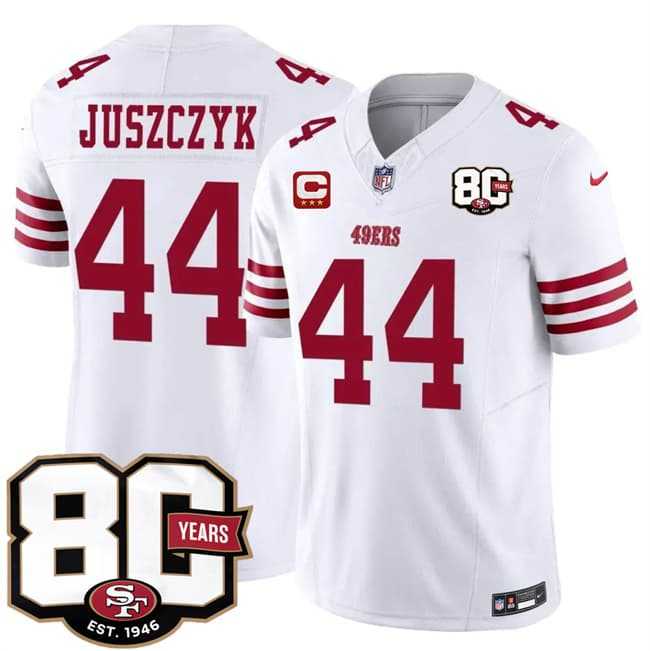 Mens San Francisco 49ers #44 Kyle Juszczyk White 2026 F.U.S.E. With 80th Anniversary & 3-Star C Patch Vapor Untouchable Limited Stitched Jersey->san francisco 49ers->NFL Jersey
