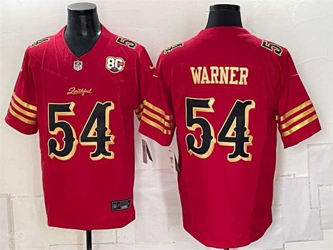 Mens San Francisco 49ers #54 Fred Warner Red Gold 80th Anniversary Patch Rivalries 2026 F.U.S.E. Vapor Untouchable Limited Stitched Jersey->san francisco 49ers->NFL Jersey