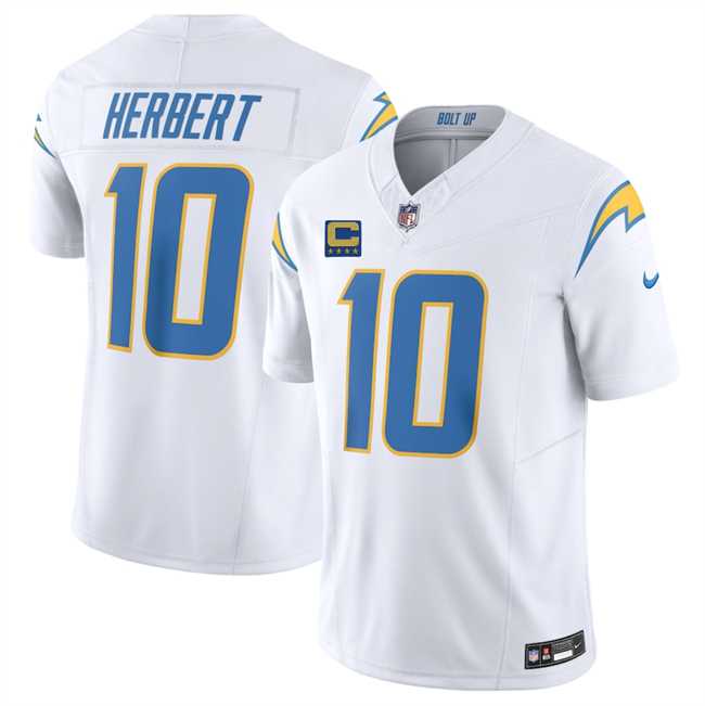 Mens Los Angeles Chargers #10 Justin Herbert White 2025 F.U.S.E With 4-Star C Patch Vapor Limited Stitched Jersey Dzhi->los angeles chargers->NFL Jersey