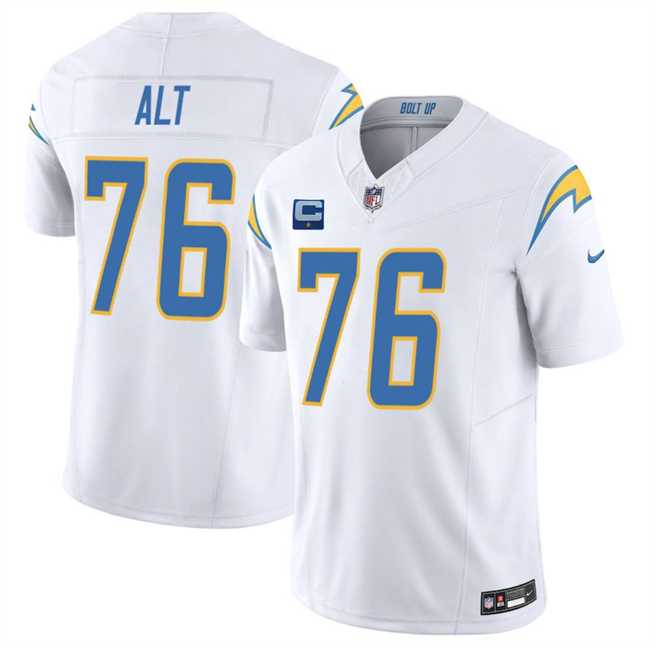 Mens Los Angeles Chargers #76 Joe Alt White 2025 F.U.S.E With 1-Star C Patch Vapor Limited Stitched Jersey Dzhi->los angeles chargers->NFL Jersey