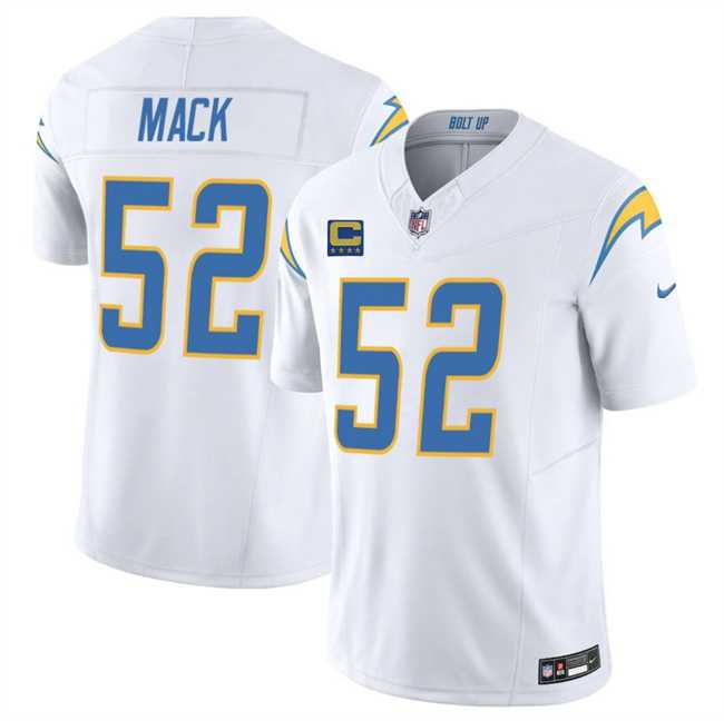 Mens Los Angeles Chargers #52 Khalil Mack White 2025 F.U.S.E With 4-Star C Patch Vapor Limited Stitched Jersey Dzhi->los angeles chargers->NFL Jersey