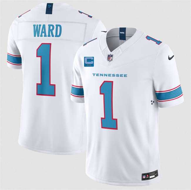 Men%27s Tennessee Titans #1 Cameron Ward White 2026 With 2-Star C Patch F.U.S.E. Vapor Limited Stitched Jersey->tennessee titans->NFL Jersey