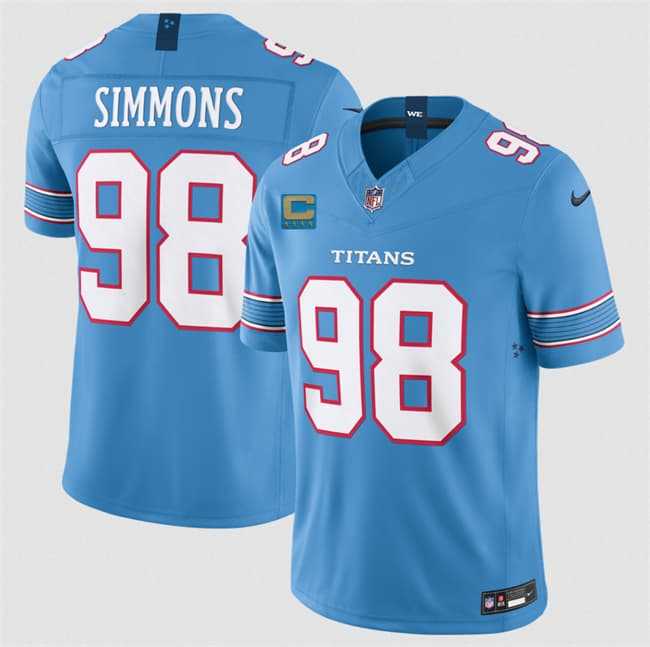 Men%27s Tennessee Titans #98 Jeffery Simmons Light Blue 2026 With 4-Star C Patch F.U.S.E. Vapor Limited Stitched Jersey->washington commanders->NFL Jersey