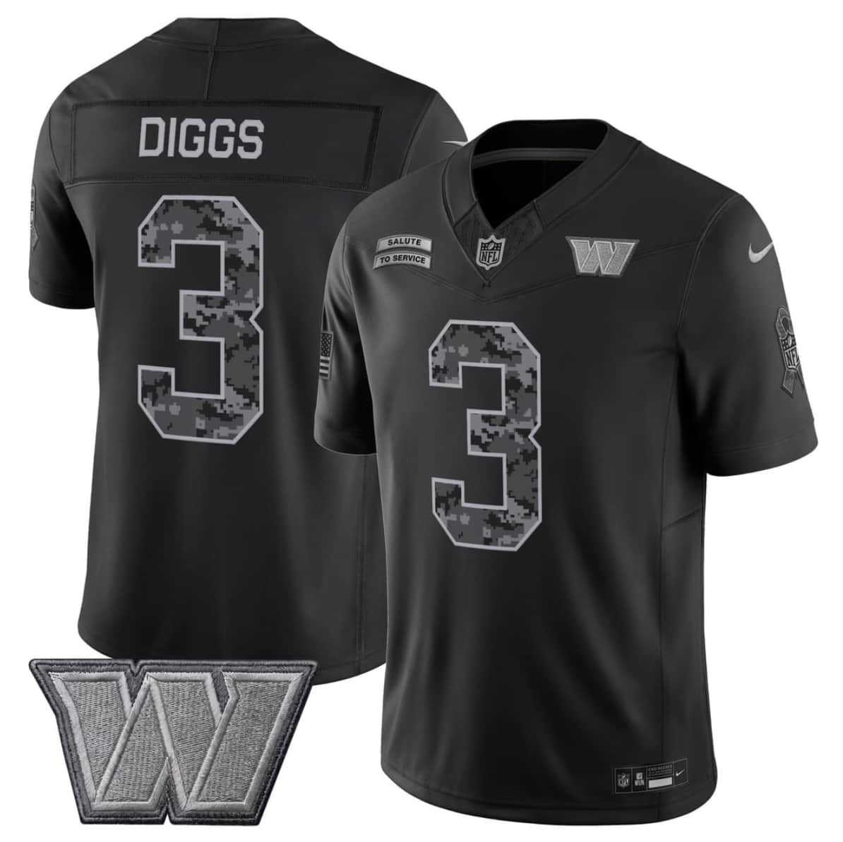 Mens Washington Commanders #3 Stefon Diggs Black F.U.S.E. 2026 Salute to Service Limited Stitched Jersey->washington commanders->NFL Jersey