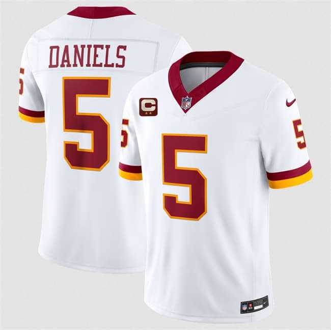Mens Washington Commanders #5 Jayden Daniels White With 2-Star C Patch F.U.S.E. Throwback Vapor Limited Stitched Jersey->washington commanders->NFL Jersey