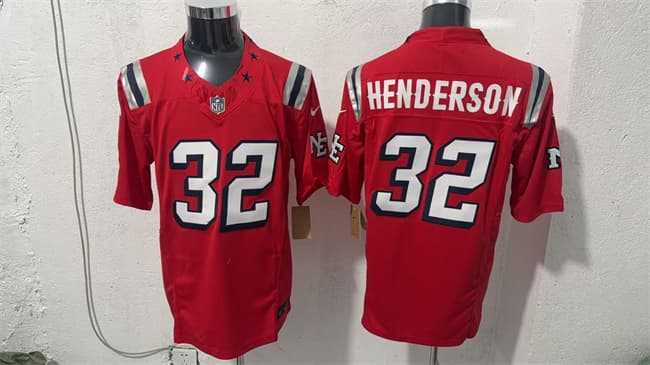 Men%27s New England Patriots #32 TreVeyon Henderson Red F.U.S.E. Vapor Limited Football Stitched Jersey->new england patriots->NFL Jersey