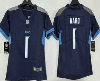 Women%27s Tennessee Titans #1 Cameron Ward Limited Navy Vapor Jersey->tennessee titans->NFL Jersey