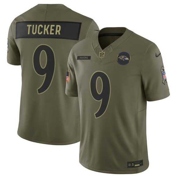 Mens Baltimore Ravens #9 Justin Tucker Olive 2025 F.U.S.E. Salute to Service Limited Stitched Jersey Dyin->baltimore ravens->NFL Jersey