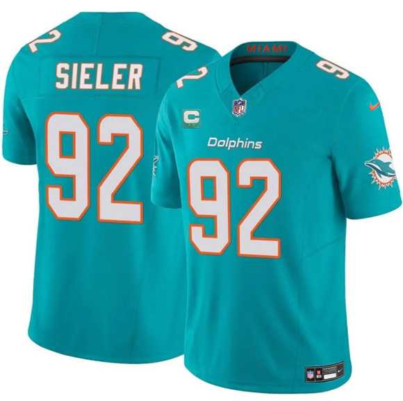 Mens Miami Dolphins #92 Zach Sieler Aqua 2025 F.U.S.E. With 2-Star C Patch Vapor Limited Stitched Jersey Dzhi->miami dolphins->NFL Jersey