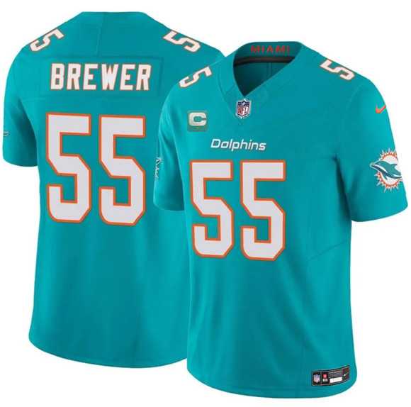 Mens Miami Dolphins #55 Aaron Brewer Aqua 2025 F.U.S.E. With 1-Star C Patch Vapor Limited Stitched Jersey Dzhi->miami dolphins->NFL Jersey