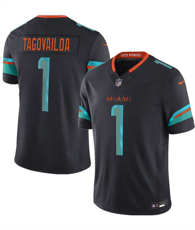 Men%27s Miami Dolphins #1 Tua Tagovailoa Black 2025 F.U.S.E. %27Rivalries%27 Vapor Limited Stitched Jersey Dzhi->miami dolphins->NFL Jersey