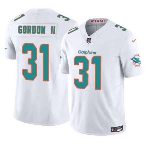 Mens Miami Dolphins #31 Ollie Gordon II White 2025 F.U.S.E. Vapor Limited Stitched Jersey Dzhi->miami dolphins->NFL Jersey