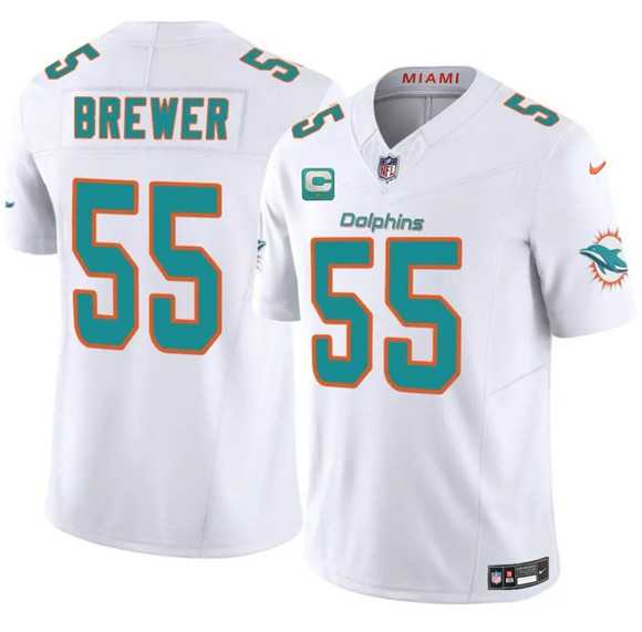 Mens Miami Dolphins #55 Aaron Brewer White 2025 F.U.S.E. With 1-Star C Patch Vapor Limited Stitched Jersey Dzhi->miami dolphins->NFL Jersey