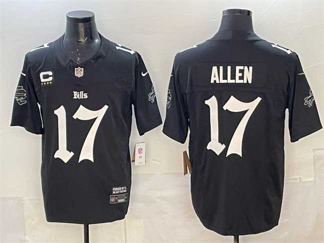 Mens Buffalo Bills #17 Josh Allen Black F.U.S.E. Gothic Cold Front Edition With 4-Star C Patch Vapor Limited Stitched Jersey Dzhi->buffalo bills->NFL Jersey