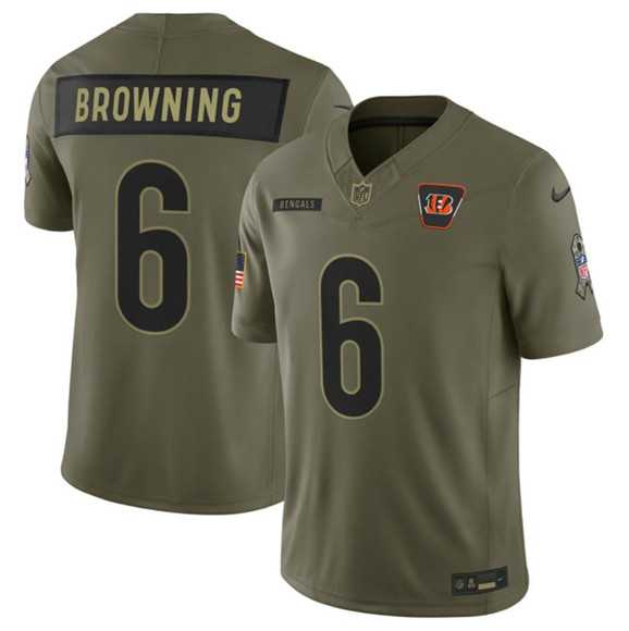 Men%27s Cincinnati Bengals #6 Jake Browning Olive 2025 Salute to Service Limited Stitched Jersey Dyin->dallas cowboys->NFL Jersey