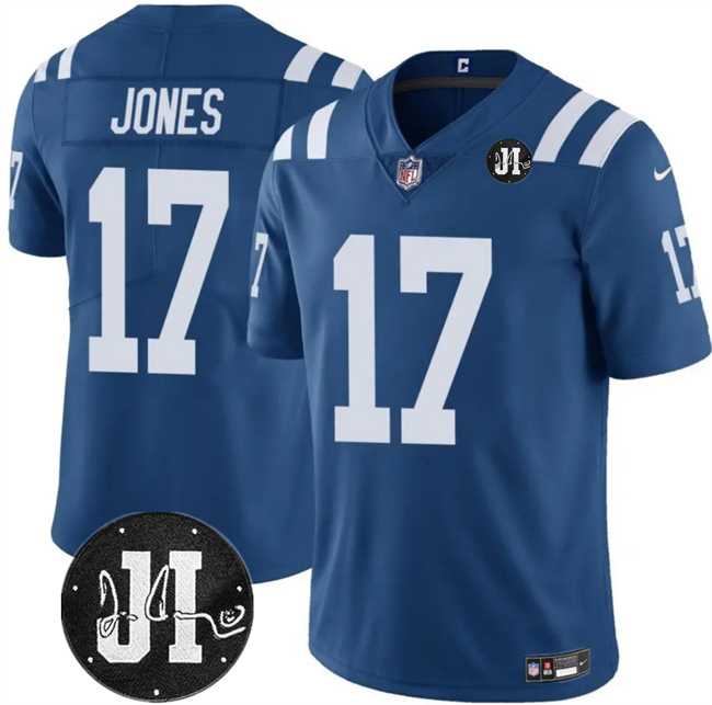 Men & Women & Youth Indianapolis Colts #17 Daniel Jones Blue Jim Irsay Patch Vapor Limited Stitched Jersey->washington capitals->NHL Jersey