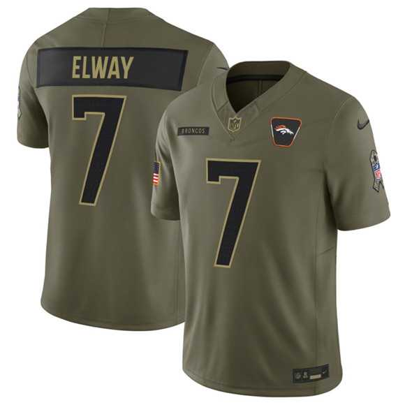Men%27s Denver Broncos #7 John Elway Olive 2025 Salute to Service Limited Stitched Jersey Dyin->dallas cowboys->NFL Jersey