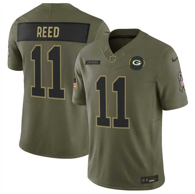 Men%27s Green Bay Packers #11 Jayden Reed Olive 2025 F.U.S.E. Salute to Service Limited Stitched Jersey Dyin->green bay packers->NFL Jersey